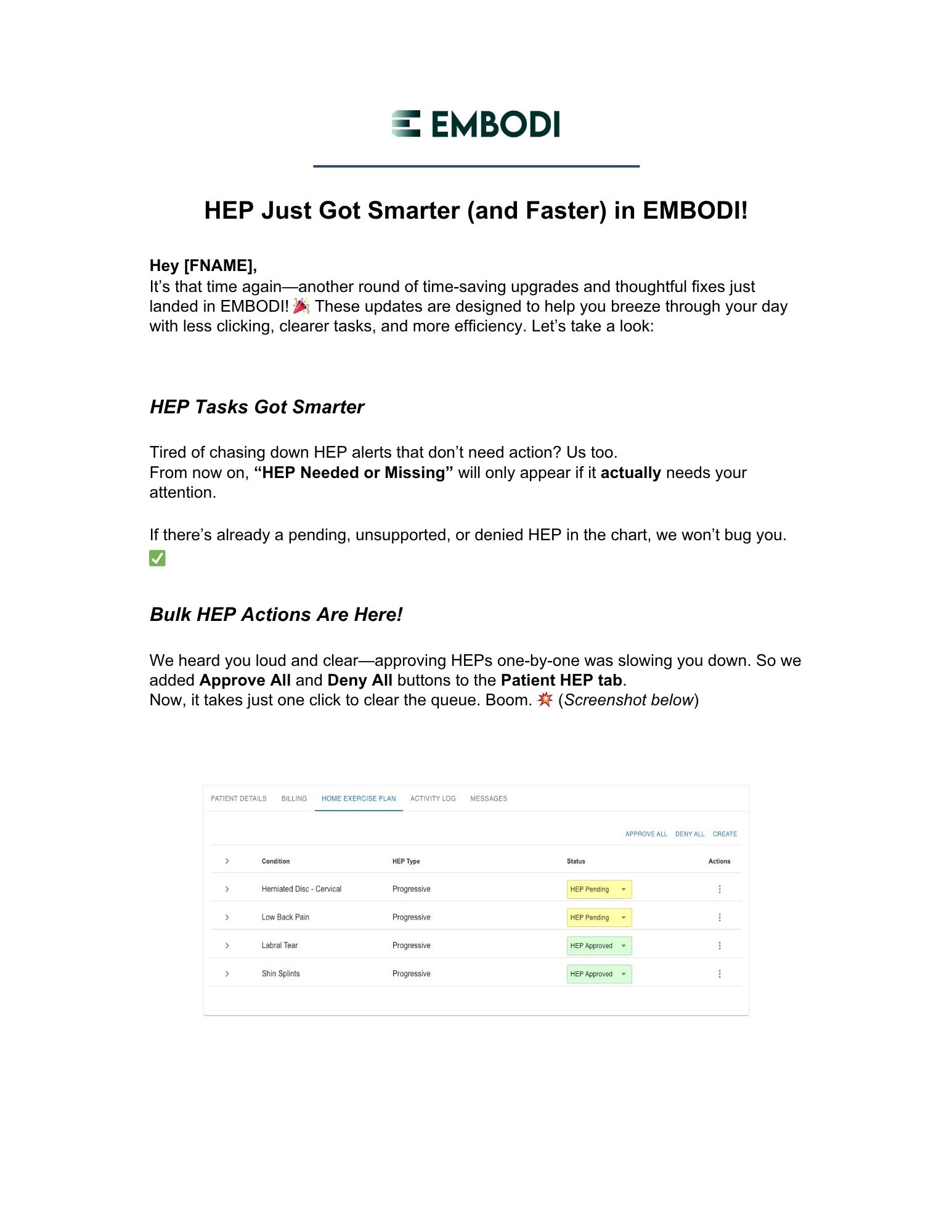 🚀 New Time-Saving HEP Features Just Dropped! - July 24, 2025 – EMBODI ...