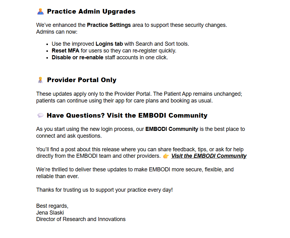 Big Security Upgrade Coming to Your EMBODI Provider Portal - December 2 ...